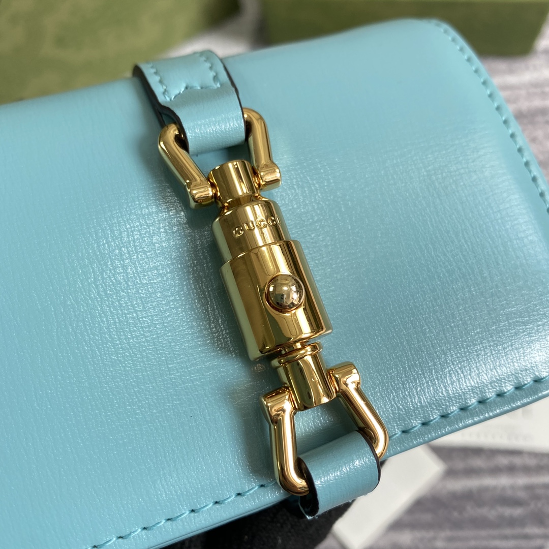 Gucci Jackie 1961 Card Case Wallet 645536 Light Blue